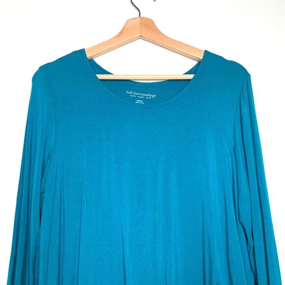 SOFT SURROUNDINGS Women's Aqua Blue Perfect Layers Jersey Knit Top Size Medium - Picture 4 of 11